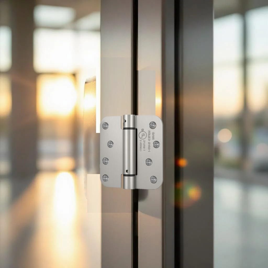 Self Closing Door Hinges 4 Inch Spring Hinge, 5/8" Radius Corners, Auto Close, Heavy Duty for Interior & Fire Rated Doors  (2 Pcs)