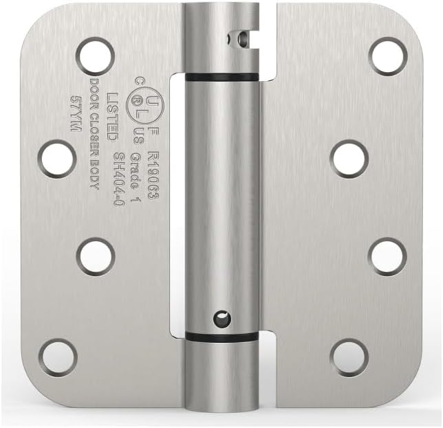 Self Closing Door Hinges 4 Inch Spring Hinge, 5/8" Radius Corners, Auto Close, Heavy Duty for Interior & Fire Rated Doors  (2 Pcs)