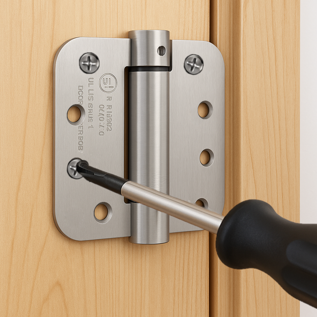 Self Closing Door Hinges 4 Inch Spring Hinge, 5/8" Radius Corners, Auto Close, Heavy Duty for Interior & Fire Rated Doors  (2 Pcs)